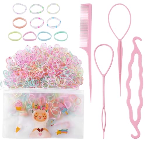 Xiuouix Macaron farbige Gummibänder, 600 Stück, Haarschleifen für kleine Mädchen, mit Haarstyling-Werkzeug-Set, kleine Gummibänder für Kleinkinderhaare Xiuouix Macaron farbige Gummibänder, 600 Stück, Haarschleifen für kleine Mädchen, mit Haarstyling-Werkzeug-Set, kleine Gummibänder für Kleinkinderhaare von Xiuouix