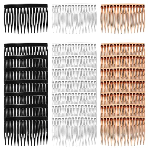 Xiuyong 24 Stück Haarkamm Damen Feine Haare Seitenkamm 14 Zähne Kunststoff Schwarz Transparent Braun von Xiuyong