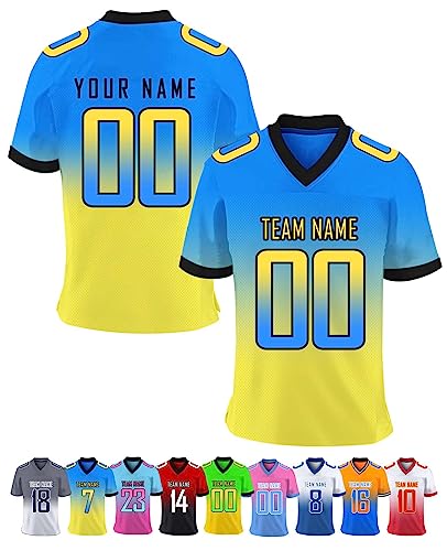 Herren-Sporthemden Personalisiert American-Football-Trikot, Personalisierte Schnelltrocknend Atmungsaktiv T-Shirt kurzärmelig für Damen Kinder, S ~ 7XL von Xiuyours