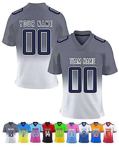 Herren-Sporthemden Personalisiert American-Football-Trikot, Personalisierte Schnelltrocknend Atmungsaktiv T-Shirt kurzärmelig für Damen Kinder, S ~ 7XL von Xiuyours