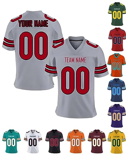 Herren-Sporthemden Personalisiert American-Football-Trikot, Personalisierte Schnelltrocknend Atmungsaktiv T-Shirt kurzärmelig für Damen Kinder, S ~ 7XL von Xiuyours