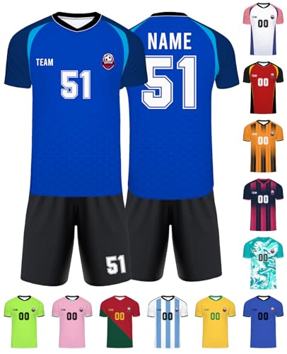 Xiuyours Fußball Trikot mit Namen Personalisiert Fussballtrikot für Kinder Jungen Herren Tshirt Personalisierte Fussball Geschenke Jungs, XS~6XL von Xiuyours