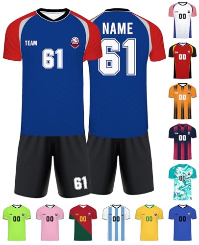 Xiuyours Fußball Trikot mit Namen Personalisiert Fussballtrikot für Kinder Jungen Herren Tshirt Personalisierte Fussball Geschenke Jungs, XS~6XL von Xiuyours