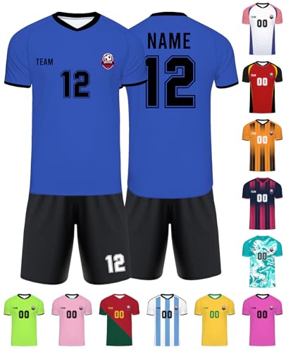 Xiuyours Fußball Trikot mit Namen Personalisiert Fussballtrikot für Kinder Jungen Herren Tshirt Personalisierte Fussball Geschenke Jungs, XS~6XL von Xiuyours