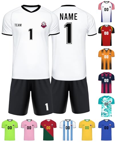 Xiuyours Fußball Trikot mit Namen Personalisiert Fussballtrikot für Kinder Jungen Herren Tshirt Personalisierte Fussball Geschenke Jungs, XS~6XL von Xiuyours