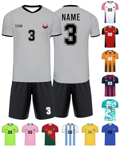 Xiuyours Fußball Trikot mit Namen Personalisiert Fussballtrikot für Kinder Jungen Herren Tshirt Personalisierte Fussball Geschenke Jungs, XS~6XL von Xiuyours
