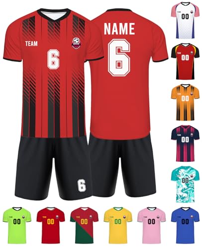 Xiuyours Fußball Trikot mit Namen Personalisiert Fussballtrikot für Kinder Jungen Herren Tshirt Personalisierte Fussball Geschenke Jungs, XS~6XL von Xiuyours