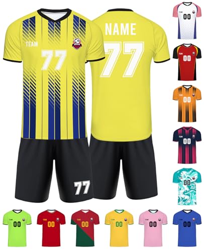 Xiuyours Fußball Trikot mit Namen Personalisiert Fussballtrikot für Kinder Jungen Herren Tshirt Personalisierte Fussball Geschenke Jungs, XS~6XL von Xiuyours