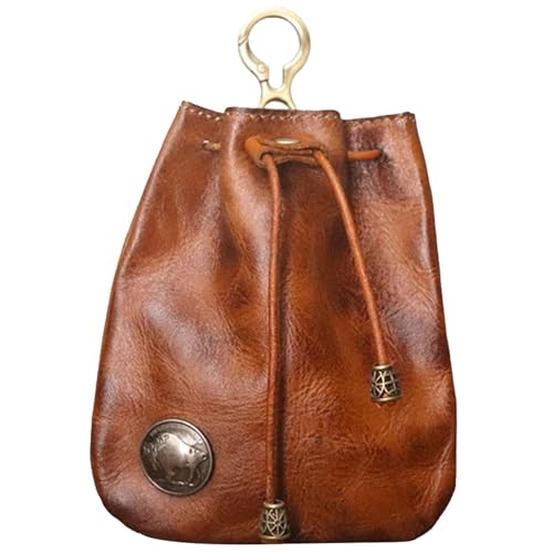 Xiwhuua Rindsleder-Geldbörse, Rindsleder-Tasche - Tragbare Schlüsseltasche - Aufbewahrungstasche mit Kordelzug, Mini-Multifunktions-Geldbörse für Damen und Herren, Aufbewahrungstasche aus echtem Leder Xiwhuua Rindsleder-Geldbörse, Rindsleder-Tasche - Tragbare Schlüsseltasche - Aufbewahrungstasche mit Kordelzug, Mini-Multifunktions-Geldbörse für Damen und Herren, Aufbewahrungstasche aus echtem Leder von Xiwhuua