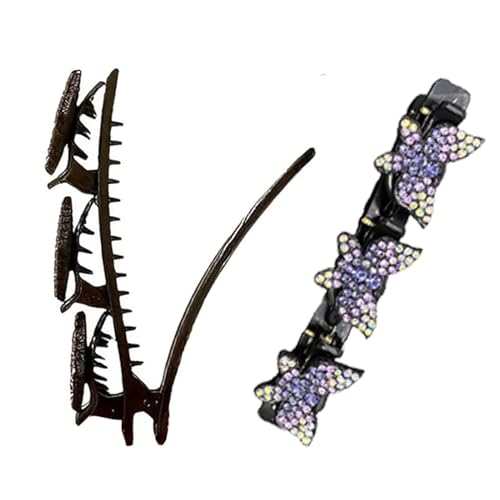 Xiwhuua Schmetterlinge Zopf-Haarspangen,Zopf-Haarspangen | Mädchen Frauen Haarspange Styling Haar Zopf Schmuck - Haarspangen, modischer Flechter, glänzend, süß für die Arbeit in der Tanzschule von Xiwhuua