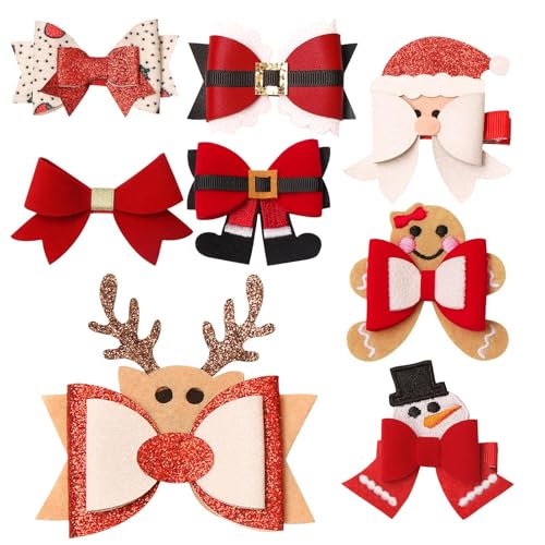 Xiwhuua Weihnachts-Haarspange mit roter Schleife, Weihnachts-Haarspangen-Zubehör,Niedliches Kopfschmuck-Haarnadel-Clip-Set - Niedliche Rentier-Geweih-Stirnband-Ohren-Kopfschmuck-Haarnadeln für Kinder, von Xiwhuua