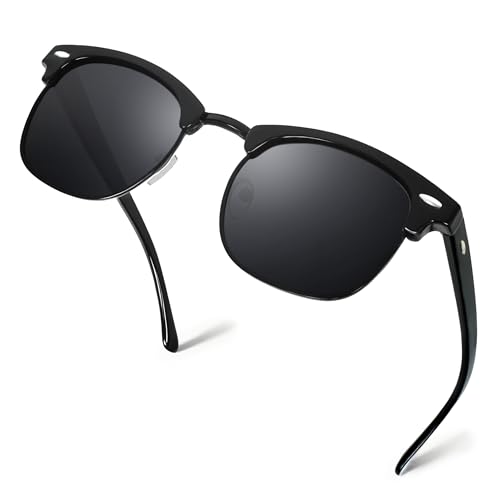 Xiwlaikeqi Sonnenbrille für Herren und Damen, UV400-Schutz, Unisex, Retro, klassische Sonnenbrille, Halbrahmen, Sonnenbrille zum Fahren, Radfahren, Laufen (schwarz) von Xiwlaikeqi