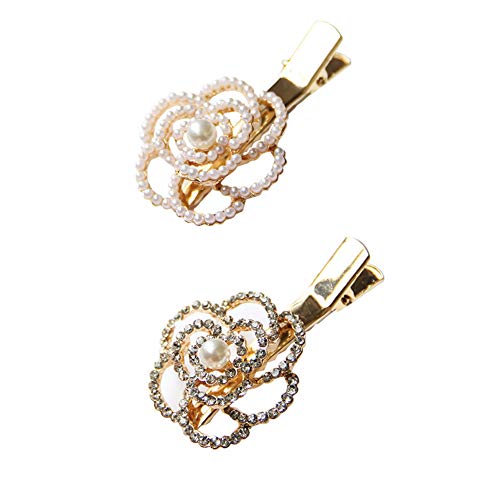 Xiwstar 2Pcs Rhinestone Crystal Pearl Flower Beak Duckbill Alligator Clip Pin Hair Accessories for Women Girls von Xiwstar