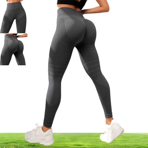 Cellumove 3D Anti Cellulite Leggings Damen Kompression Push Up Hosen mit Scrunch Butt Effekt - High Waist Sport Leggins für eine definierte Silhouette (Dunkelgrau,XL) von Xiyocadt