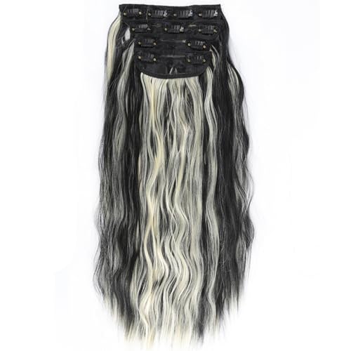 Clip in Haarverlängerung, 50cm Wellige Clip in Extensions in 4PCs Voller Kopf Dickes Synthetisches Extensions Haarteil Für Frauen Mädchen Blond mit weißblonden Highlights (1B/613,50cm) von Xiyocadt