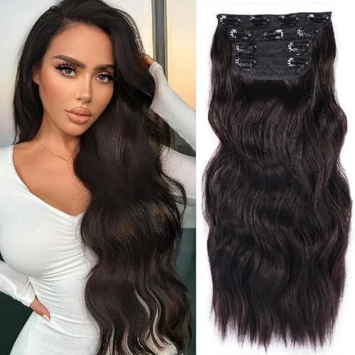 Clip in Haarverlängerung, 50cm Wellige Clip in Extensions in 4PCs Voller Kopf Dickes Synthetisches Extensions Haarteil Für Frauen Mädchen Blond mit weißblonden Highlights (kafei,50cm) von Xiyocadt