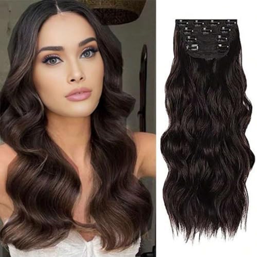 Clip in Haarverlängerung, 50cm Wellige Clip in Extensions in 4PCs Voller Kopf Dickes Synthetisches Extensions Haarteil Für Frauen Mädchen Blond mit weißblonden Highlights (shenzong,50cm) von Xiyocadt