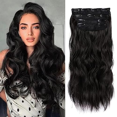 Clip in Haarverlängerung, 50cm Wellige Clip in Extensions in 4PCs Voller Kopf Dickes Synthetisches Extensions Haarteil Für Frauen Mädchen Blond mit weißblonden Highlights (ziranhei,50cm) von Xiyocadt