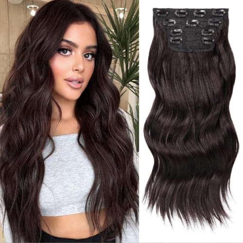 Clip in Haarverlängerung, 50cm Wellige Clip in Extensions in 4PCs Voller Kopf Dickes Synthetisches Extensions Haarteil Für Frauen Mädchen Blond mit weißblonden Highlights (zonghei,50cm) von Xiyocadt
