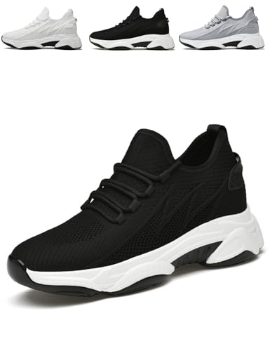 Elevate Shoes Herren 4/6/8/10 cm Schuhe Die Größer Machen Mesh Turnschuhe Mit Erhöhung Elevator Height Increase Sneakers Leichte Elevateshoes Breathable Unisex (36,Schwarz(6CM)) von Xiyocadt