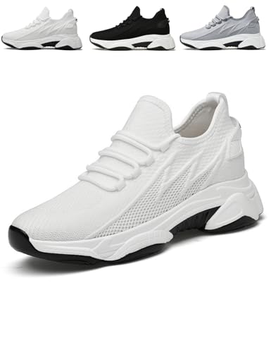 Elevate Shoes Herren 4/6/8/10 cm Schuhe Die Größer Machen Mesh Turnschuhe Mit Erhöhung Elevator Height Increase Sneakers Leichte Elevateshoes Breathable Unisex (37,Weiß(8CM)) von Xiyocadt
