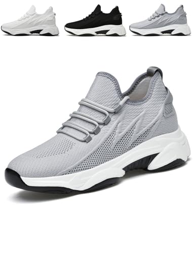 Elevate Shoes Herren 4/6/8/10 cm Schuhe Die Größer Machen Mesh Turnschuhe Mit Erhöhung Elevator Height Increase Sneakers Leichte Elevateshoes Breathable Unisex (38,Grau(4CM)) von Xiyocadt