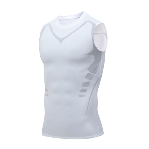 Neues Vitaboost Shirt, Maynox Vitaboost Compression Shirt, Gestaltung ärmellose Weste für Männer, um einen perfekten Körper zu bauen (White-a,4XL) von Xiyocadt