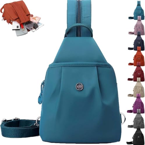 Xiyocadt 2-in-1 wasserdichte Umhängetasche & Brustbeutel Herren/Damen Diebstahlsichere Pendler- und Reisetasche aus Oxford-Stoff Konvertierbar als Rucksack Schultertasche Crossbody Bag (Achatblau) von Xiyocadt