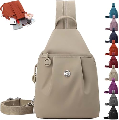 Xiyocadt 2-in-1 wasserdichte Umhängetasche & Brustbeutel Herren/Damen Diebstahlsichere Pendler- und Reisetasche aus Oxford-Stoff Konvertierbar als Rucksack Schultertasche Crossbody Bag (Khaki) von Xiyocadt