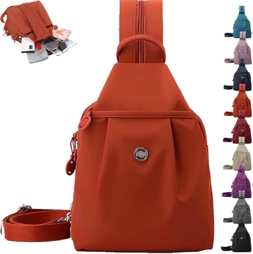 Xiyocadt 2-in-1 wasserdichte Umhängetasche & Brustbeutel Herren/Damen Diebstahlsichere Pendler- und Reisetasche aus Oxford-Stoff Konvertierbar als Rucksack Schultertasche Crossbody Bag (Orange) von Xiyocadt