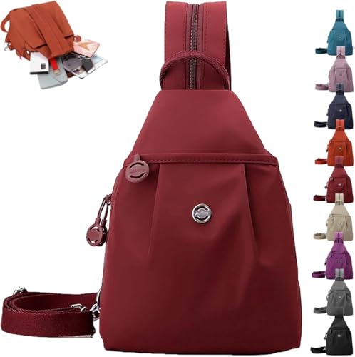 Xiyocadt 2-in-1 wasserdichte Umhängetasche & Brustbeutel Herren/Damen Diebstahlsichere Pendler- und Reisetasche aus Oxford-Stoff Konvertierbar als Rucksack Schultertasche Crossbody Bag (Rot) von Xiyocadt