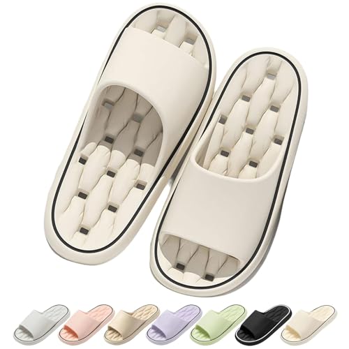 Xiyocadt Baumme Ergonomische, Ultraweiche, Schnelltrocknende Hausschuhe, Dicke Sohle Orthopädische Slipper Super Weich Rutschfest Badeschuhe Für Herren, Damen (Beige,43) von Xiyocadt