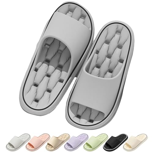 Xiyocadt Baumme Ergonomische, Ultraweiche, Schnelltrocknende Hausschuhe, Dicke Sohle Orthopädische Slipper Super Weich Rutschfest Badeschuhe Für Herren, Damen (Grau,40) von Xiyocadt
