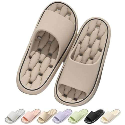 Xiyocadt Baumme Ergonomische, Ultraweiche, Schnelltrocknende Hausschuhe, Dicke Sohle Orthopädische Slipper Super Weich Rutschfest Badeschuhe Für Herren, Damen (Khaki,37) von Xiyocadt