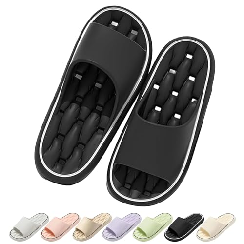Xiyocadt Baumme Ergonomische, Ultraweiche, Schnelltrocknende Hausschuhe, Dicke Sohle Orthopädische Slipper Super Weich Rutschfest Badeschuhe Für Herren, Damen (Schwarz,37) von Xiyocadt