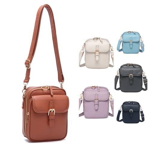Xiyocadt Diebstahlsichere Crossbody Tasche Damen, Urvashi Crossbody Bag Diebstahlsichere Tasche, Vintage Diebstahlsichere Crossbody-tasche, Handy Crossbody Bag (Brown) von Xiyocadt