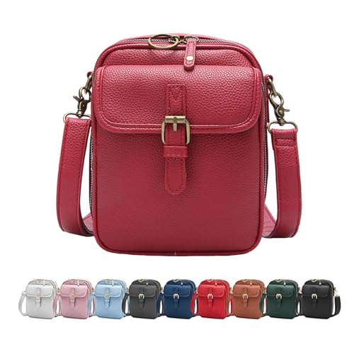 Xiyocadt Diebstahlsichere Crossbody Tasche Damen, Urvashi Crossbody Bag Diebstahlsichere Tasche, Vintage Diebstahlsichere Crossbody-tasche, Handy Crossbody Bag (Red) von Xiyocadt