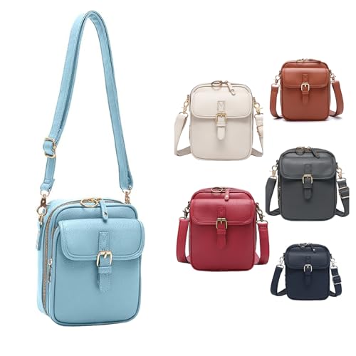 Xiyocadt Diebstahlsichere Crossbody Tasche Damen, Urvashi Crossbody Bag Diebstahlsichere Tasche, Vintage Diebstahlsichere Crossbody-tasche, Handy Crossbody Bag (Sky Blue) von Xiyocadt