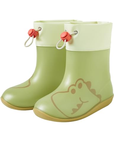 Xiyocadt Gefütterte Gummistiefel Kinder Halbhohe Regenstiefel Jungen Gefüttert Gummistiefel Kinder Mit Zugband Leichte Gummi Stiefel Mädchen Barfuß Regenschuhe 22 36 Kurz Breite (Grün,26) von Xiyocadt
