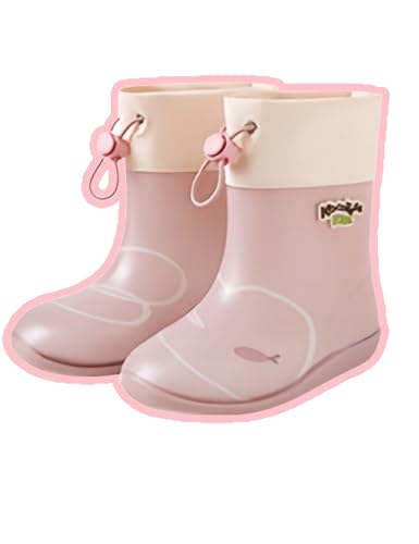 Xiyocadt Gefütterte Gummistiefel Kinder Halbhohe Regenstiefel Jungen Gefüttert Gummistiefel Kinder Mit Zugband Leichte Gummi Stiefel Mädchen Barfuß Regenschuhe 22 36 Kurz Breite (Rosa,23) von Xiyocadt