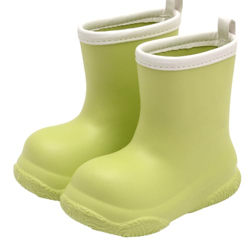 Xiyocadt Gefütterte Gummistiefel Leicht Barfuß Halbhohe Regenstiefel Mit Zugband Warme Wasserdichte Unisex Stiefel Jungen Mädchen Barfußschuhe Leichte Gummi Stiefel (Grün,34) von Xiyocadt