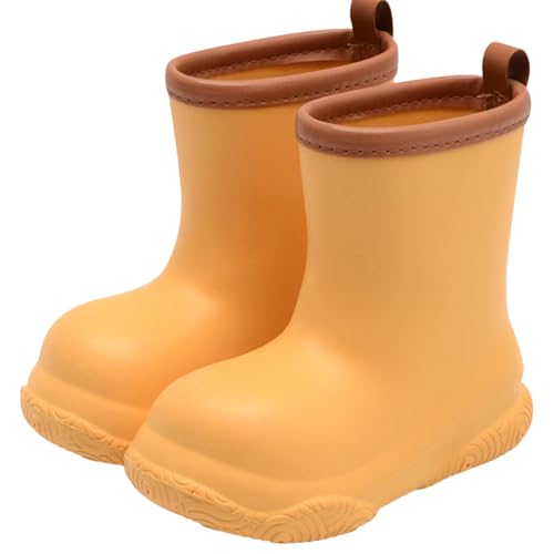 Xiyocadt Gefütterte Gummistiefel Leicht Barfuß Halbhohe Regenstiefel Mit Zugband Warme Wasserdichte Unisex Stiefel Jungen Mädchen Barfußschuhe Leichte Gummi Stiefel (Orange,28.5) von Xiyocadt