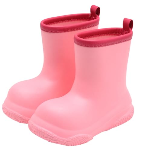 Xiyocadt Gefütterte Gummistiefel Leicht Barfuß Halbhohe Regenstiefel Mit Zugband Warme Wasserdichte Unisex Stiefel Jungen Mädchen Barfußschuhe Leichte Gummi Stiefel (Rosa,26.5) von Xiyocadt