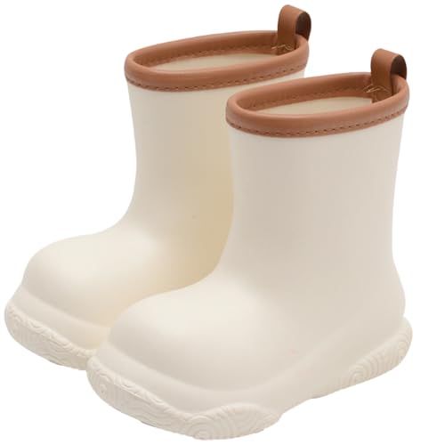Xiyocadt Gefütterte Gummistiefel Leicht Barfuß Halbhohe Regenstiefel Mit Zugband Warme Wasserdichte Unisex Stiefel Jungen Mädchen Barfußschuhe Leichte Gummi Stiefel (Weiß,28.5) von Xiyocadt