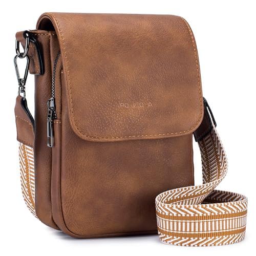 Xiyocadt Handy Umhängetasche, Kleine Umhängetasche Damen, Kleine Handtasche Damen Handytasche zum Umhängen Damen, Klein Handy Tasche Umhänge mit Vielen Fächern Kartenfächer (braun) von Xiyocadt