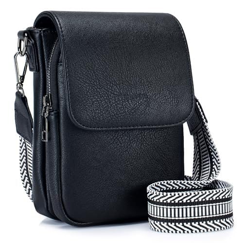 Xiyocadt Handy Umhängetasche, Kleine Umhängetasche Damen, Kleine Handtasche Damen Handytasche zum Umhängen Damen, Klein Handy Tasche Umhänge mit Vielen Fächern Kartenfächer (schwarz) von Xiyocadt