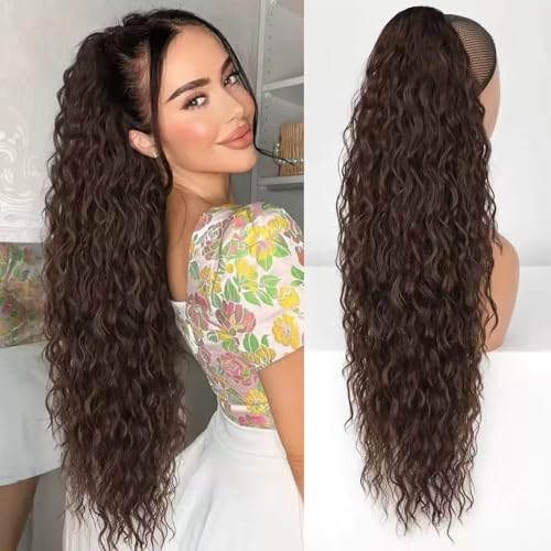 Xiyocadt Lange Zopf Pferdeschwanz Haarextension mit Kordelzug, Extension Ombre Blond Natürliches Clip in Haarteil Ponytail Kunsthaar Haarzopf für Damen Zopf Haarverlängerunge (6#,30Inch) von Xiyocadt