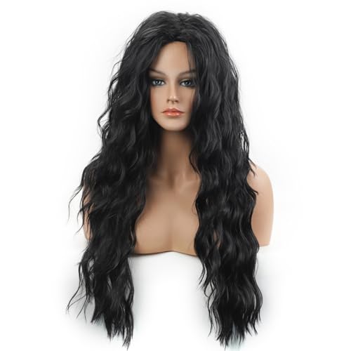 Xiyocadt Ombre Aschblonde Lockige Perücken für Frauen Synthetisches Haar,Super Lange Perücke mit Filmansatz Kunsthaar Wasserwelle Perücke mit Mittelscheitel Damen Lace Front Wigs (9618B,65cm) von Xiyocadt
