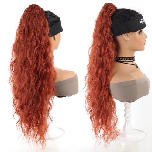 Xiyocadt Pferdeschwanz Haarteil Lang mit Kordelzug Wellig Locken Ponytail, Wellig Lockig Aschblond Synthetik Haarverlängerung Natürliches Clip in Haarteil Ponytail für Damen (T13,30Inch) von Xiyocadt
