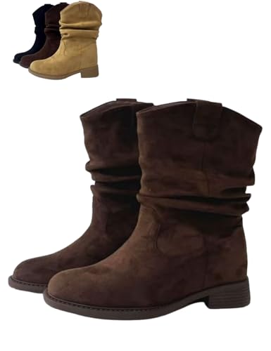 Xiyocadt Slouchy Boots - Spitzer Zehenbereich, Plateauabsatz, Winter Warme, Leder Mode, Komfort, Dressy Stiefel, Unsichtbare Höhenvergrößerung (38,Kaffee(5CM)) von Xiyocadt